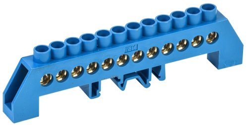 Шина изолированная тип "Стойка" IEK N "ноль" ШНИ-8х12-12-КС-С 12 групп синий картинка 